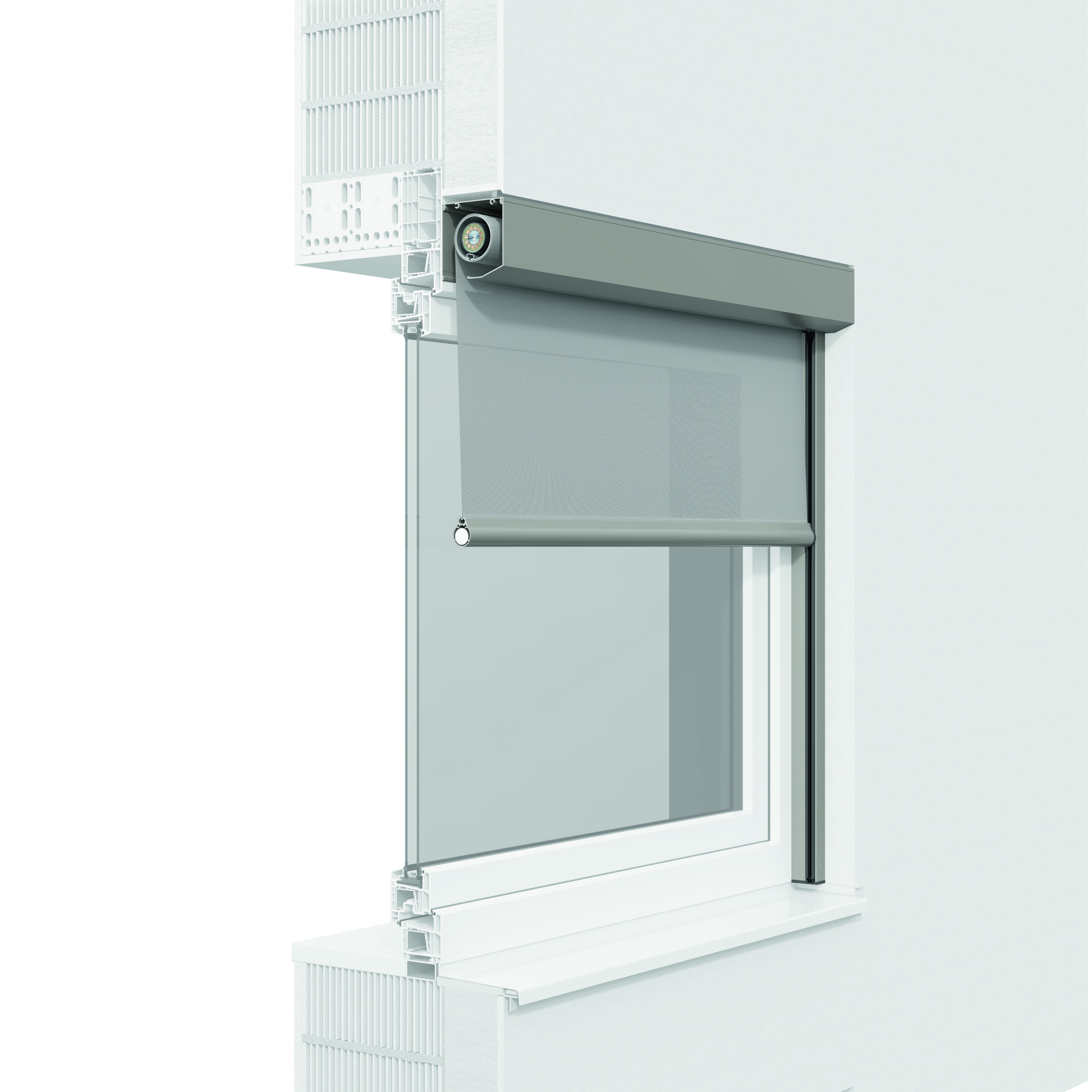 9180 rollSCREEN.2 PENTO Systemquerschnitt Behang kurz